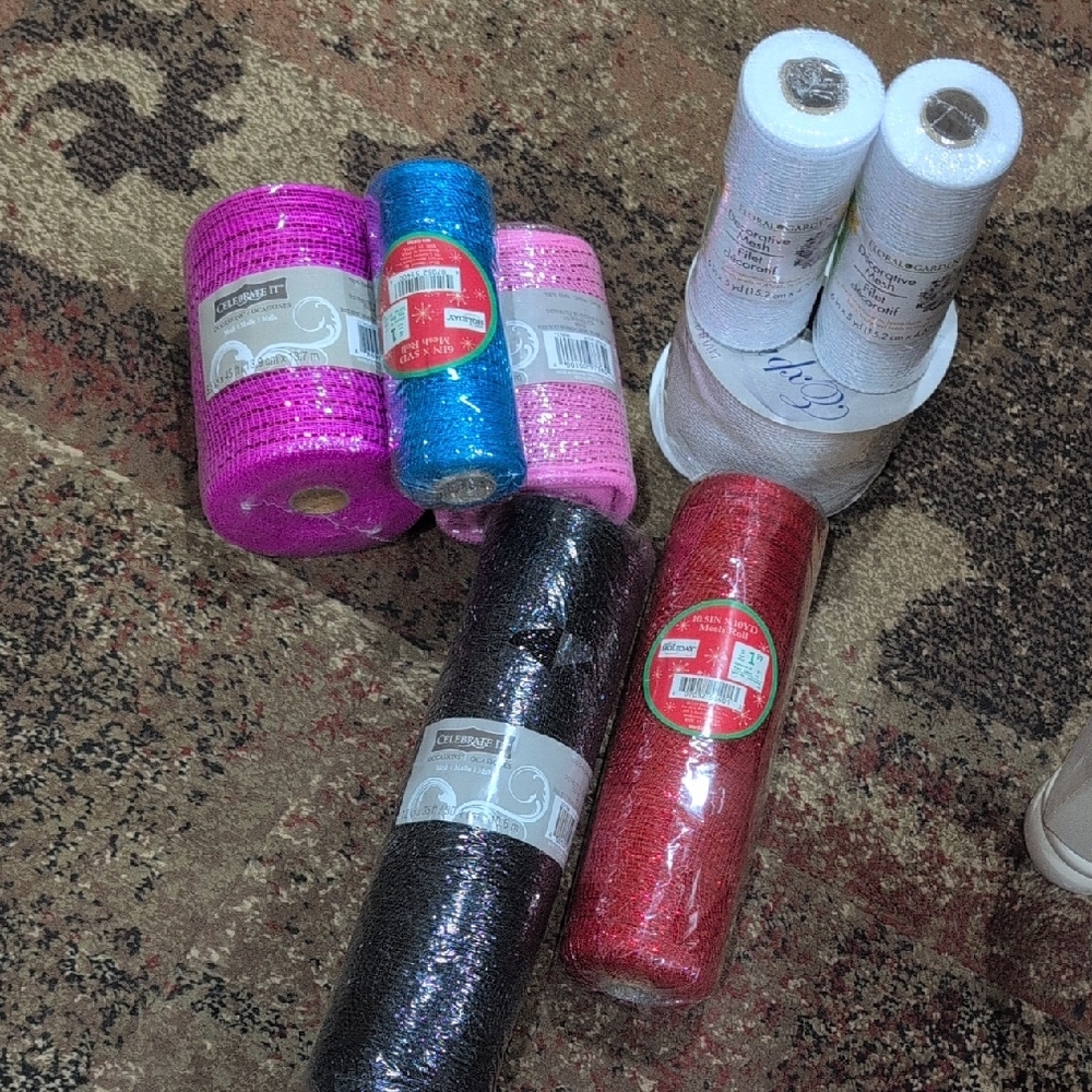 Deco Mesh Roll Set - Pink, Blue, Black, Red, White, Different Brands.NEW